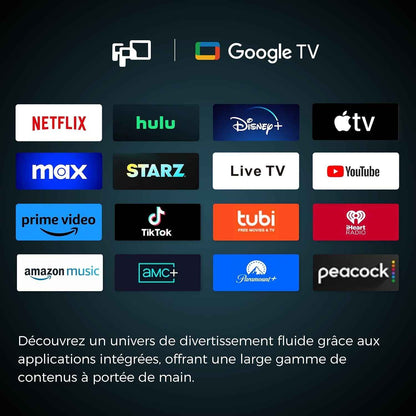 Smart TV 32 Pouces – (81 Cm) Google TV Avec Google Play, Google Cast, 720P HD Television, HDR 10, Dolby Audio, Télécommande Vocale, Streaming TV En Direct