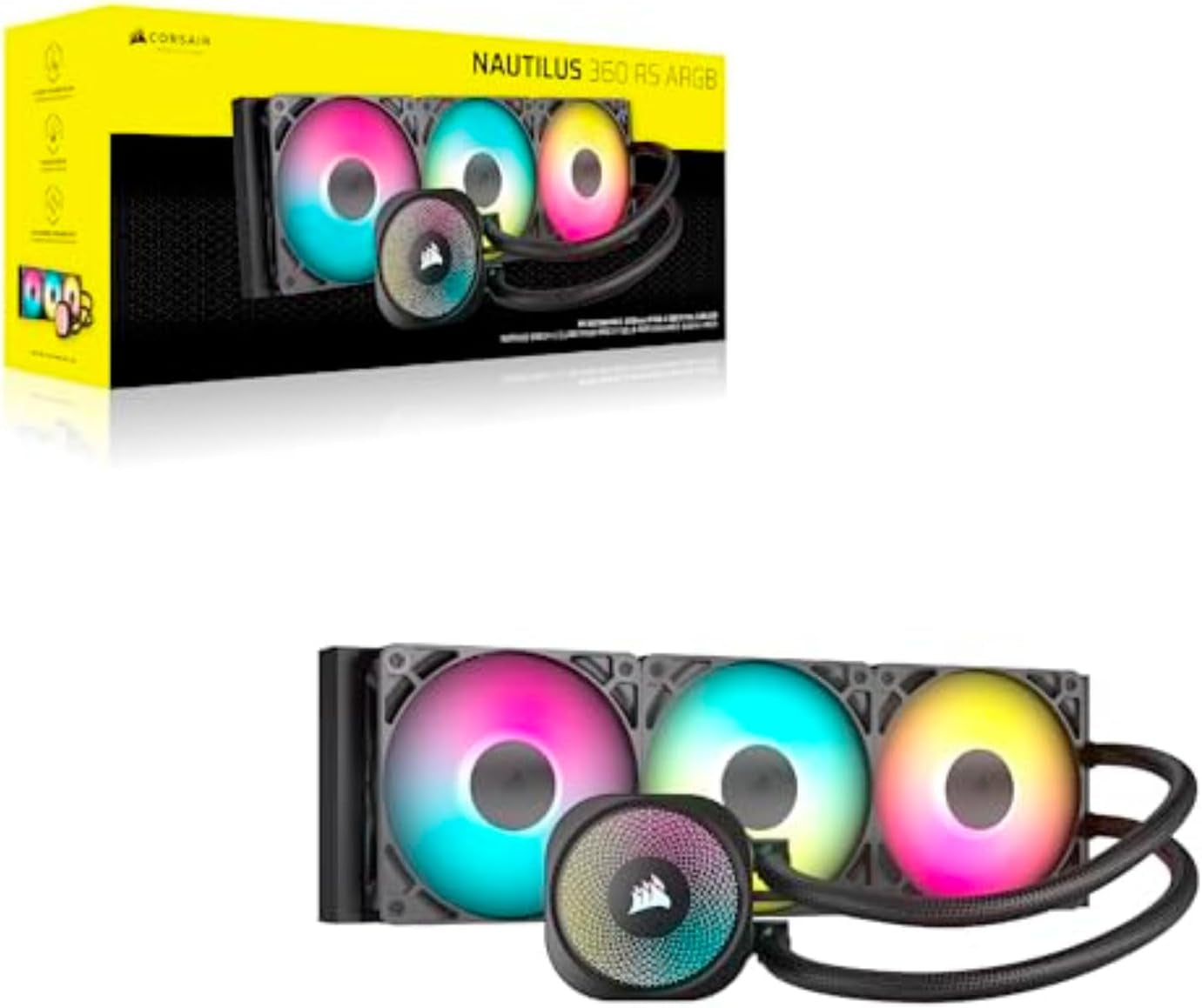 NAUTILUS 360 RS ARGB Refroidisseur Liquide Pour CPU – Noir | 360Mm AIO, Faible Bruit, Connexion Directe De Carte Mère, Intel LGA 1851/1700, AMD AM5/AM4, 3X RS120 ARGB Ventilateurs Inclus