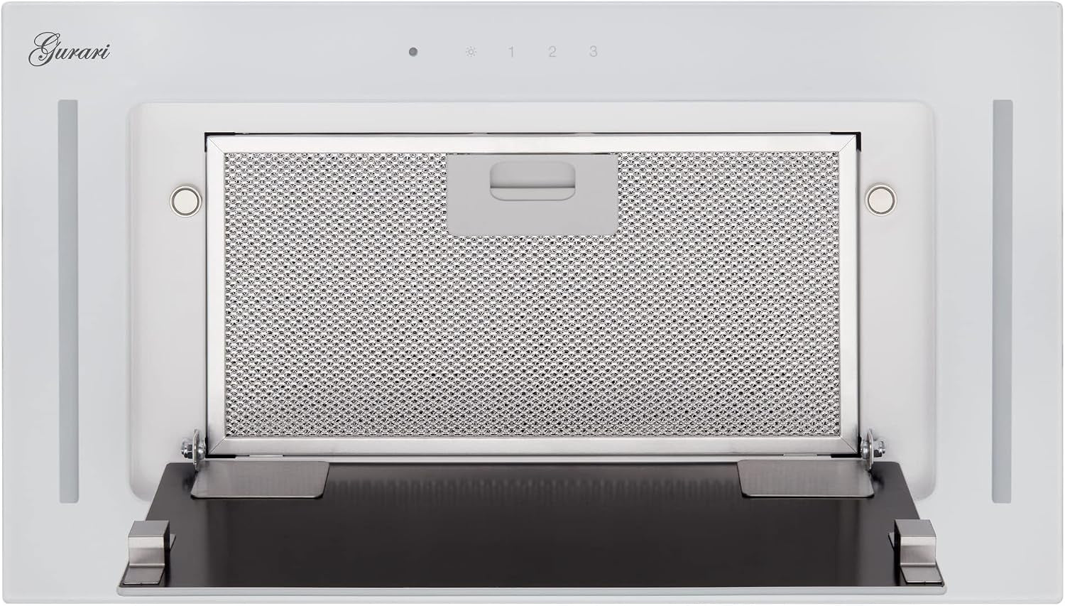 217 PRIME Hotte De Plafond 52 Cm Blanche Encastrée Avec Bloc De Ventilation, Cadre En Verre, 3 Niveaux, 1000 M³/H, Hotte Encastrée, Télécommande