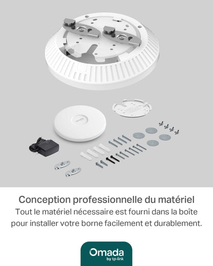 Omada Point D'Accès Wifi 6 Plafonnier AX3000 Mbps, EAP650 | Port Gigabit Poe+, Gestion Simplifiée via L'Application Omada, Omada Mesh, Idéal Pour Bureaux, Hôtels/Commerces