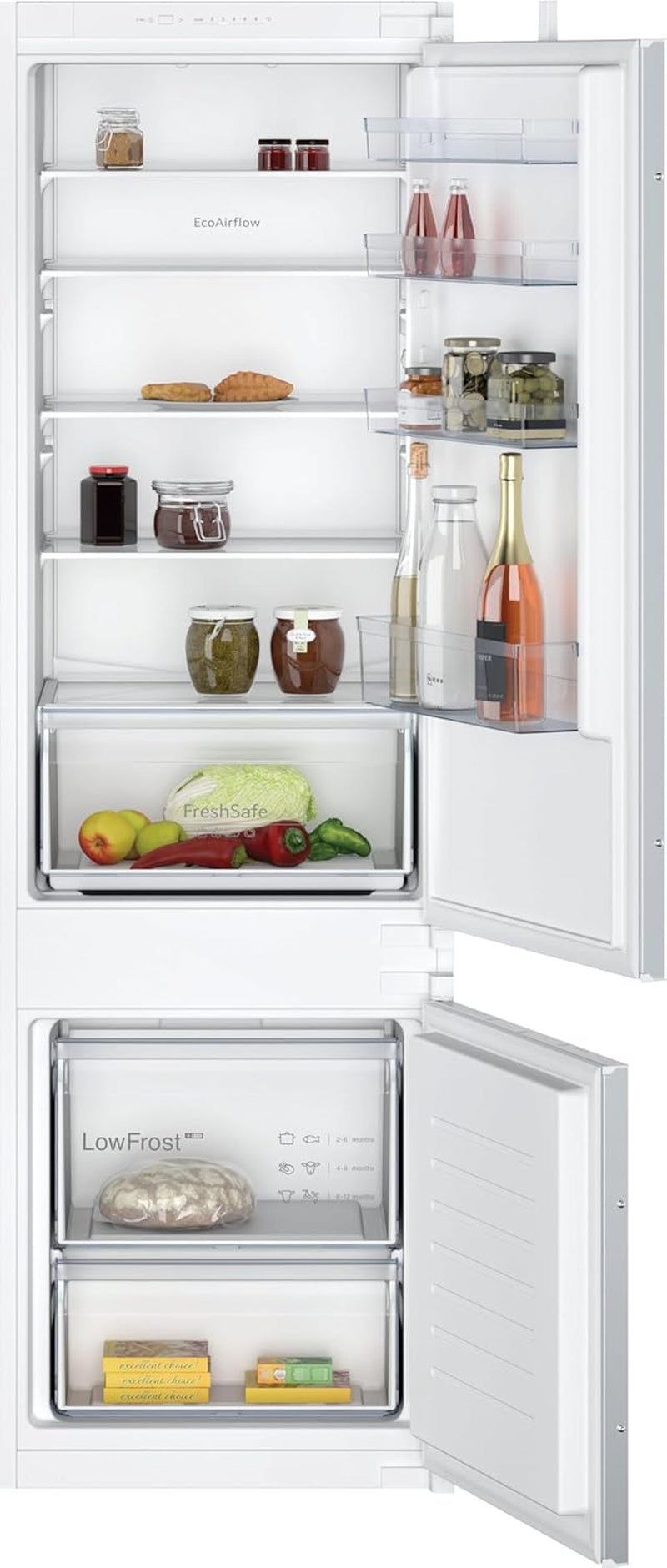 Neff KI5871SE0 N 30 Einbau Kühl-Gefrierkombination, 54,1 Cm Breit, 270 L, Schlepptürtechnik, Eco Air Flow, LED Beleuchtung, Fresh Safe