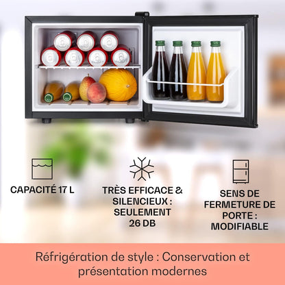 Mini Frigo De Chambre Pour Boissons, Silencieux, Mini Bar Intérieur, Bières, Vins, Petit Refrigerateur Camping, 3 Niveaux De Refroidissement, Frigo Cosmetique, 0-15°C, 17L