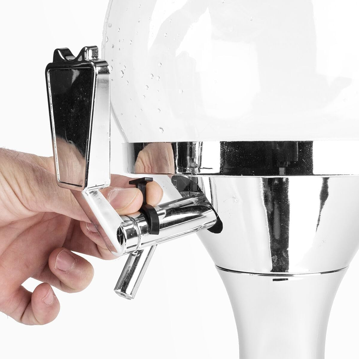 - Distributeur De Bière Réfrigérant 3,5L, Machine À Jus De Fruits, Fontaine D'Alcool Avec Réservoir À Glaçons, PMMA Transparent Et Argent Métallique, 24X24X42 Cm, Sans BPA