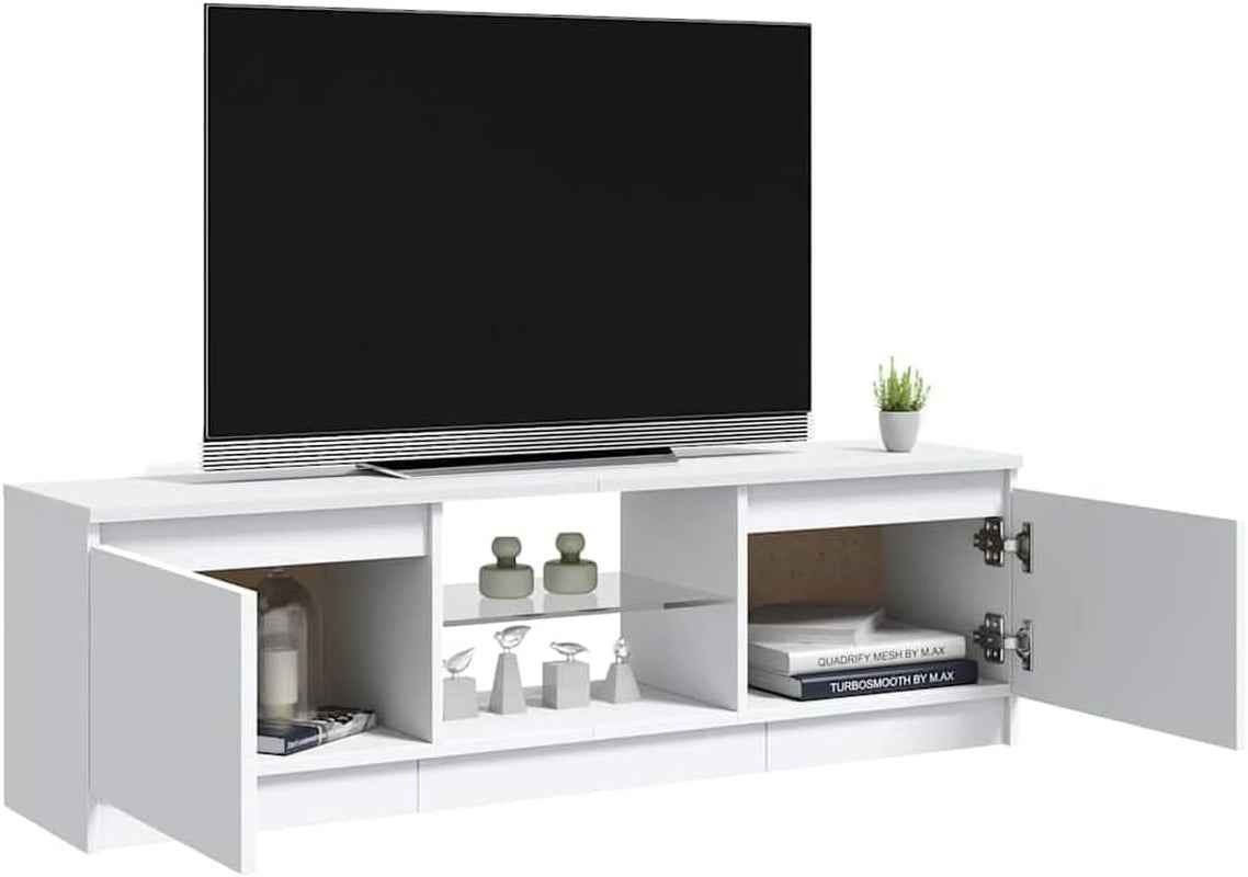 Meuble TV Avec Lumières LED Blanc 120X30X36 Cm