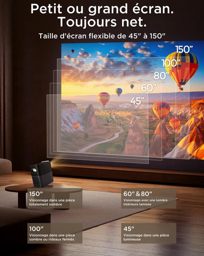 A1S Vidéoprojecteur 4K Supporté, Projecteur Home Cinéma Natif 1080P, 600 ISO Lumens, Smart Google TV Intégrée, Auto Focus & Keystone, Wifi 5G, Bluetooth 5.1