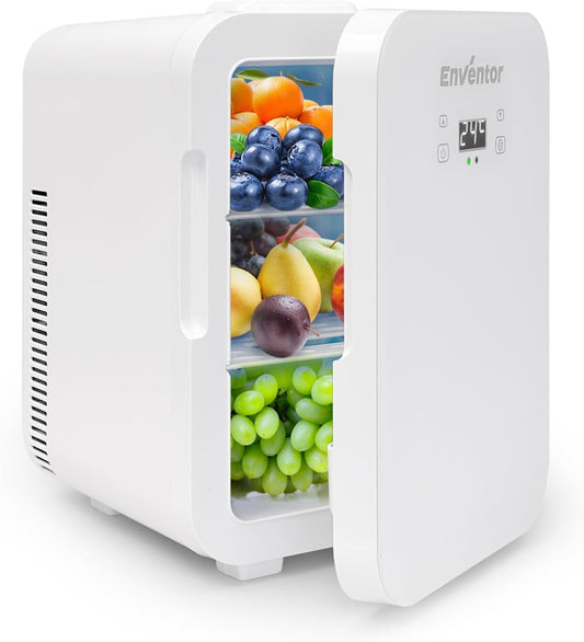 Mini Frigo10L, 220V/12V, Refroidisseur Et Réchauffeur, Portable Mini Réfrigérateur Avec Affichage LCD De La Température, Pour Voiture Voyage Cosmétiques Boisson Nourriture, Blanc