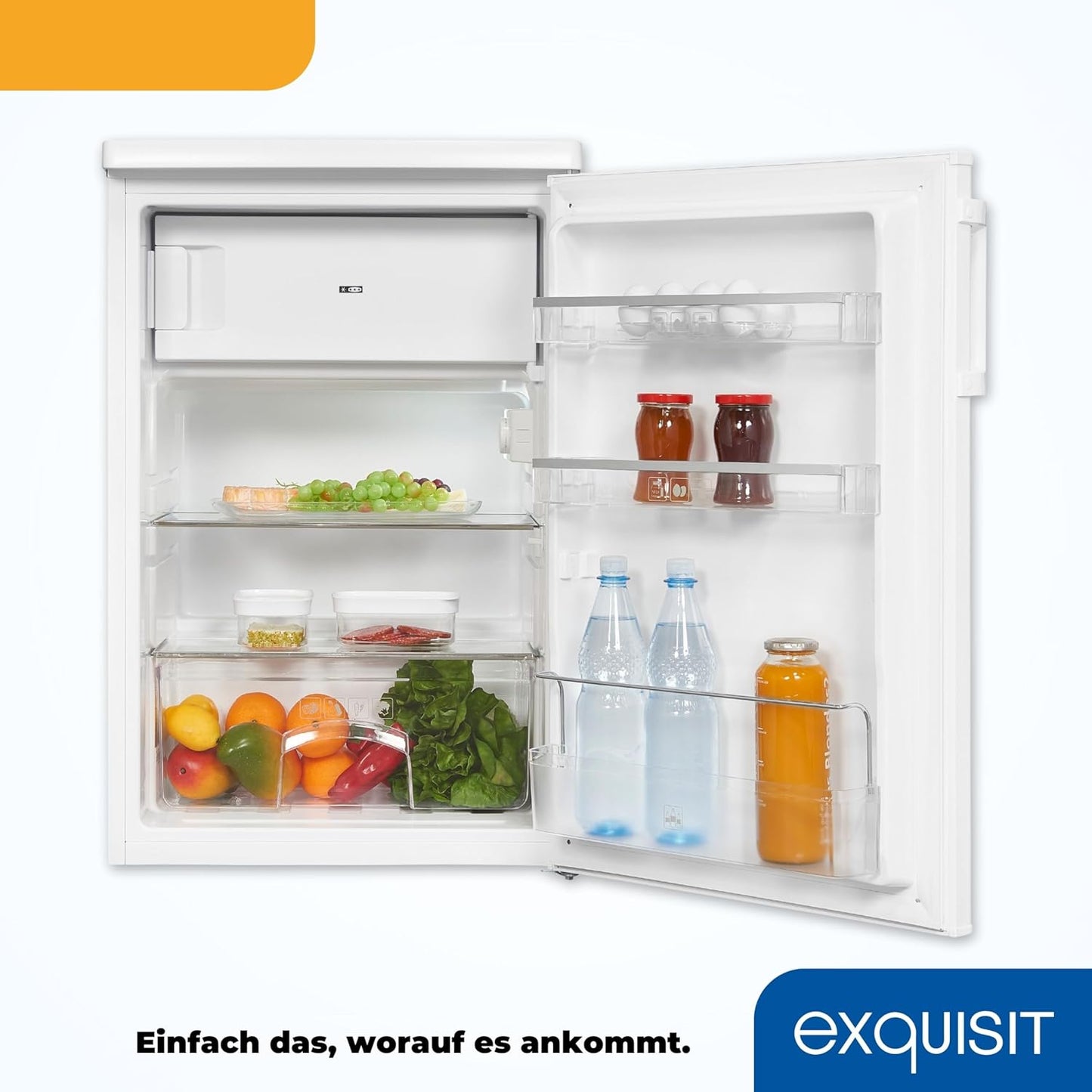 Exquisit Réfrigérateur Table Top KS16-4-HE-040D Blanc | Classe D Très Efficace | Sous Comptoir Avec Congélateur | 109 Litres De Capcité Nette