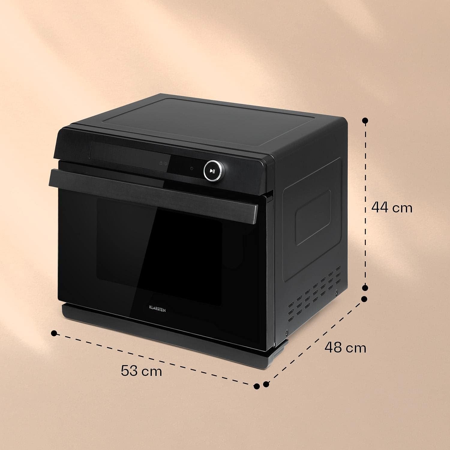 Vaporchef - Four Vapeur Encastrable, Four Posable, Cuiseur Vapeur Sur Pied, 230 ° C, Réservoir D'Eau 1,5 L, Molette De Commande, CEE A, Grill, Friture À Air, 31 L - Noir