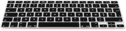 Protection Pour Clavier Compatible Avec Apple Macbook Air 13''/Pro Retina 13''/15'' (Jusqu'À Mi-2016) - Protection Clavier Ordinateur AZERTY (FR) En Silicone - Noir