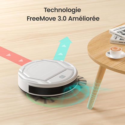 Aspirateur Robot, Robot Aspirateur Autonomie Mince Silencieux, Connecté Avec Wifi/Alexa/App, 3 Modes D'Aspirations, Programmable, Idéal Pour Les Poils D'Animaux Tapis Sols Durs, M210 Blanc
