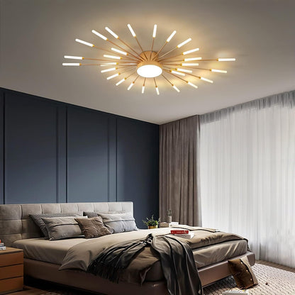 Plafonnier Led Moderne, Lustre 28+1 Têtes À Intensité Variable,Plafonniers Doré Pour Chambre À Coucher,Salon,Cuisine,Salle À Manger, Restaurant,Bureau, 3000K-6000K Avec Télécommande