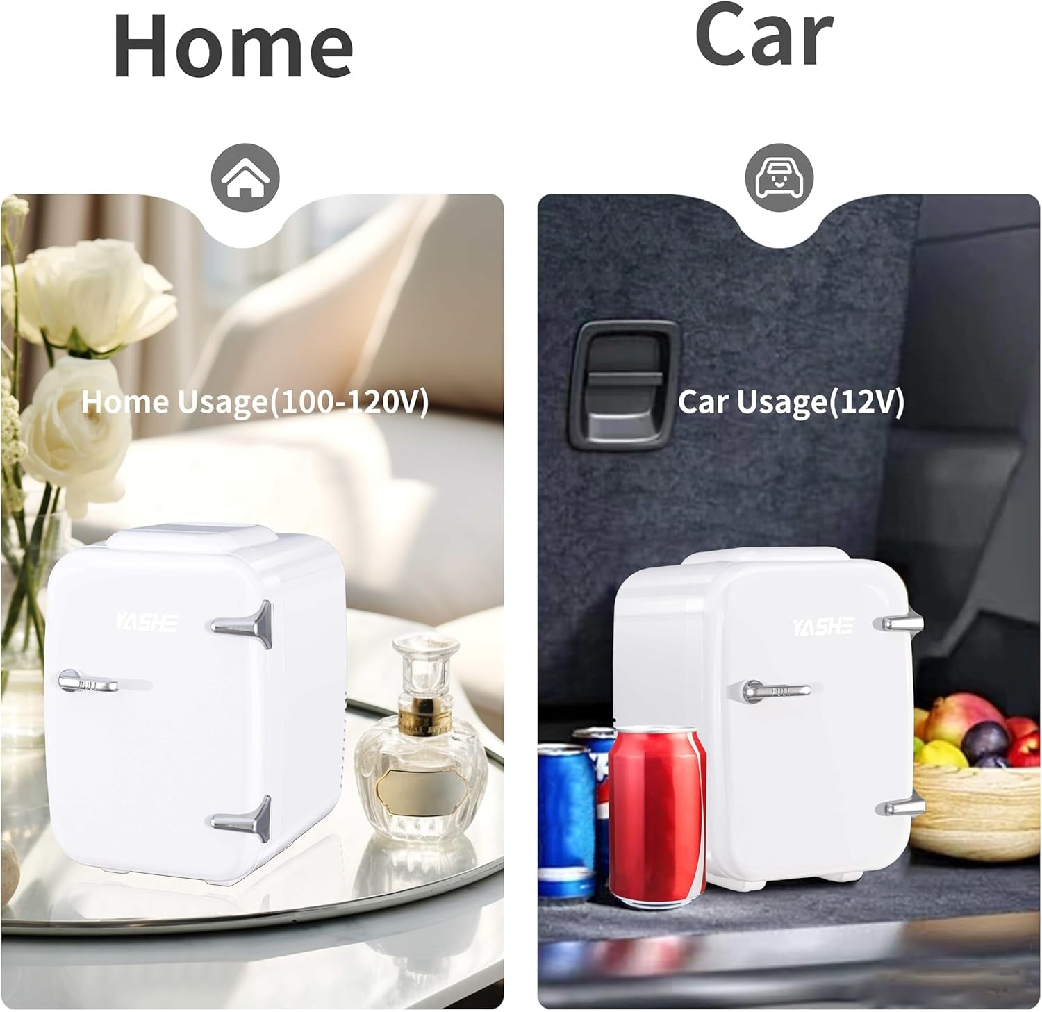 Mini Frigo De Chambre, 4 Litres/ 6 Canettes, Petit Frigo Thermoélectrique CA/CC Pour Boissons, Nourriture, Beauté, Bureau, Dortoir, Voiture, Blanc
