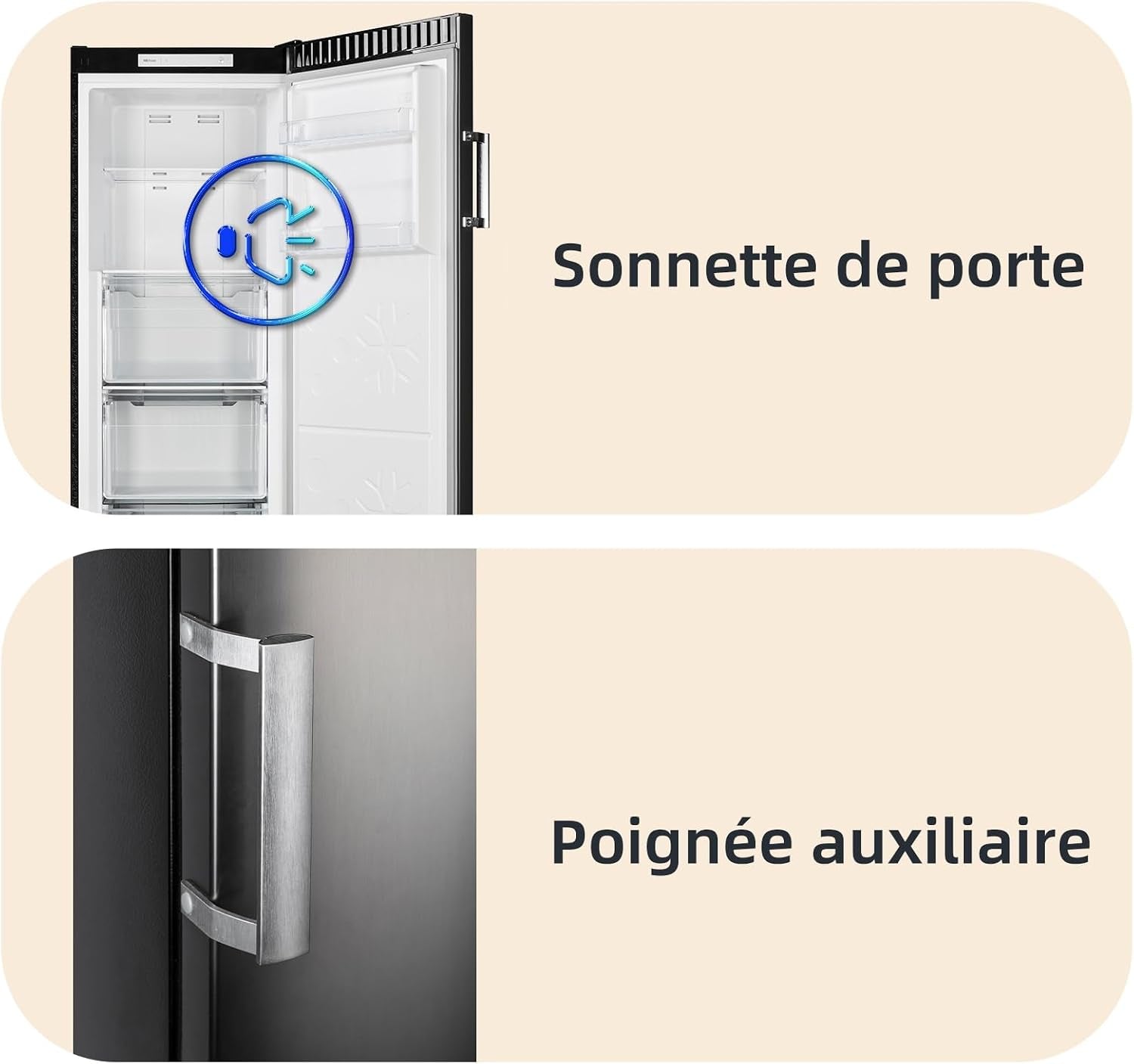 Congélateur Armoire 206L No Frost Inverter Noir (CSD206NEID) | Multi Air Flow, Ultra-Bas -32°C, Silencieux 39Db, Réfrigérateur Congélateur Commutable, Hauteur 1705Mm