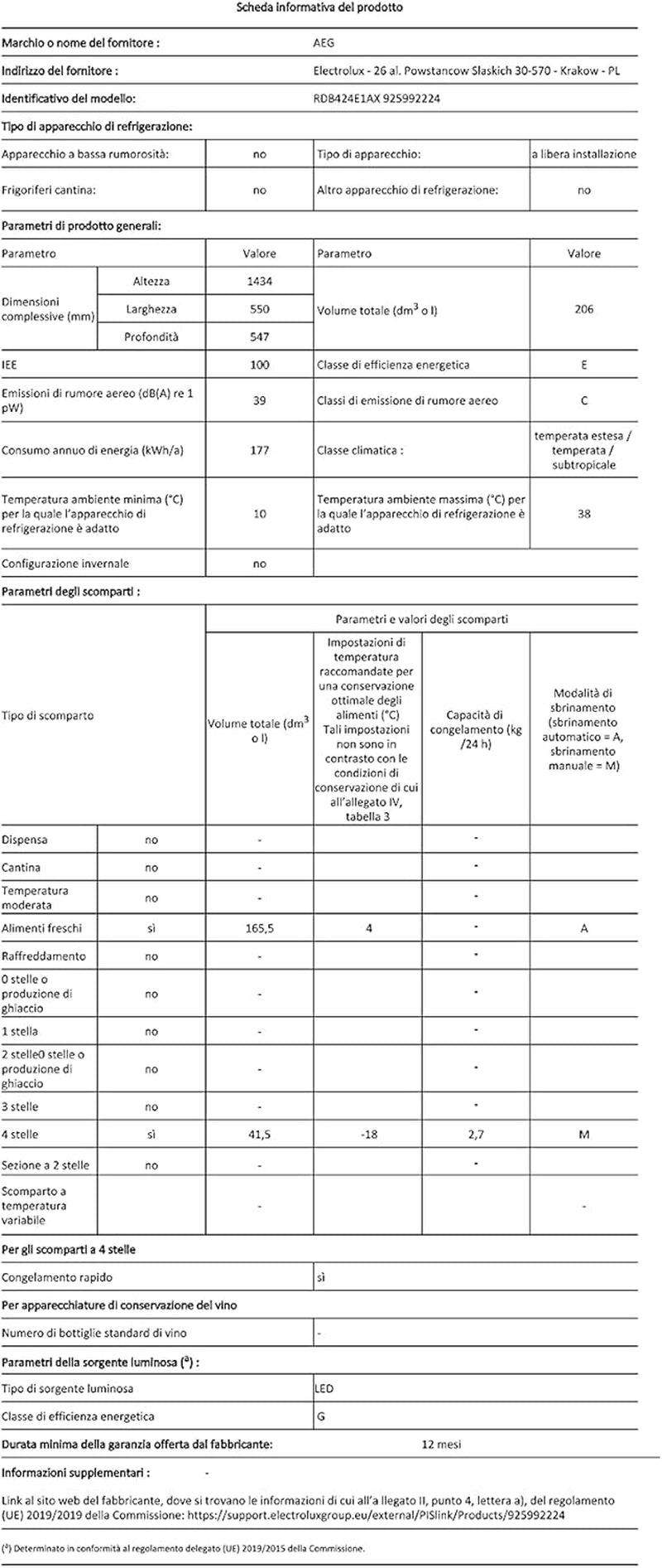 RDB424E1AX Réfrigérateur À Double Porte Pose Libre / 1434 Mm / Partie Congélateur En Haut / 205 L / Couleur : Aspect Acier Inoxydable, Côtés Argentés + Revêtement Anti-Traces En Acier Inoxydable