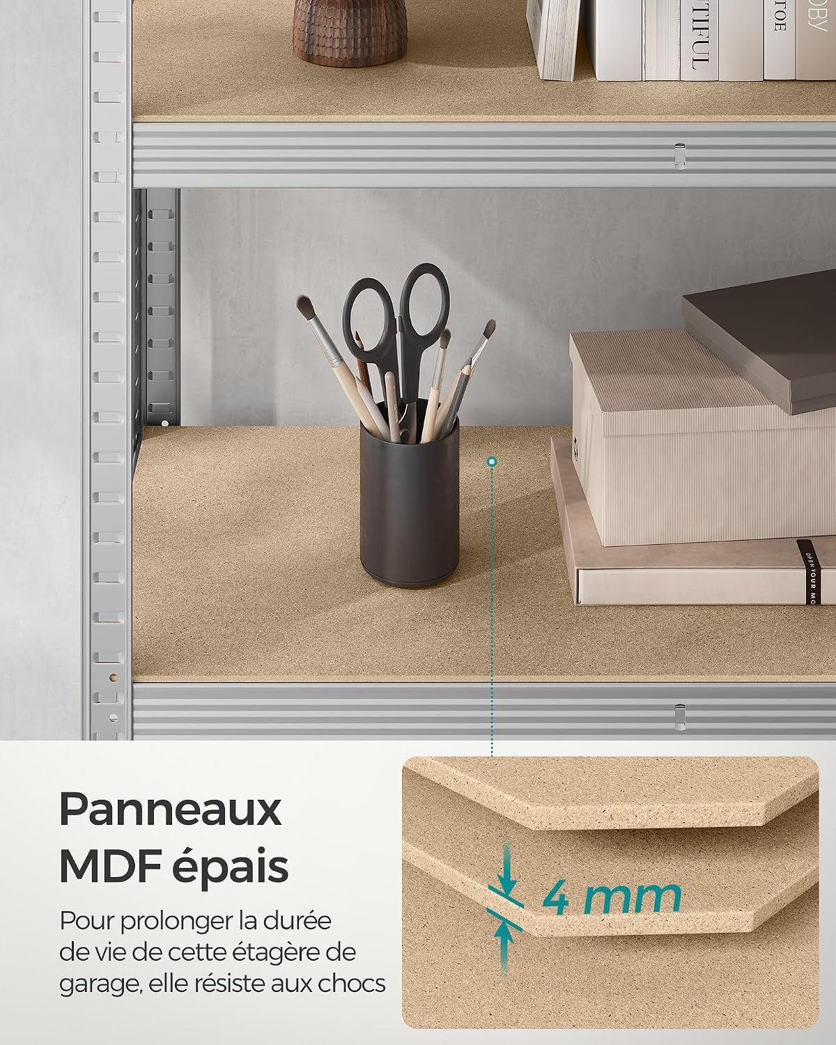 Lot De 2, Étagère De Rangement À 5 Niveaux, 40 X 90 X 180 Cm, Capacité 875 Kg, Planches Réglables, Style Industriel, Pour Cuisine, Salon, Argent GLR040E02