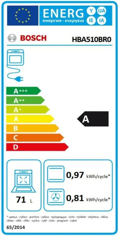 Série 2 HBA510BR0 Four 60 X 60 Cm, A, Acier Inoxydable, Commandes Fixes