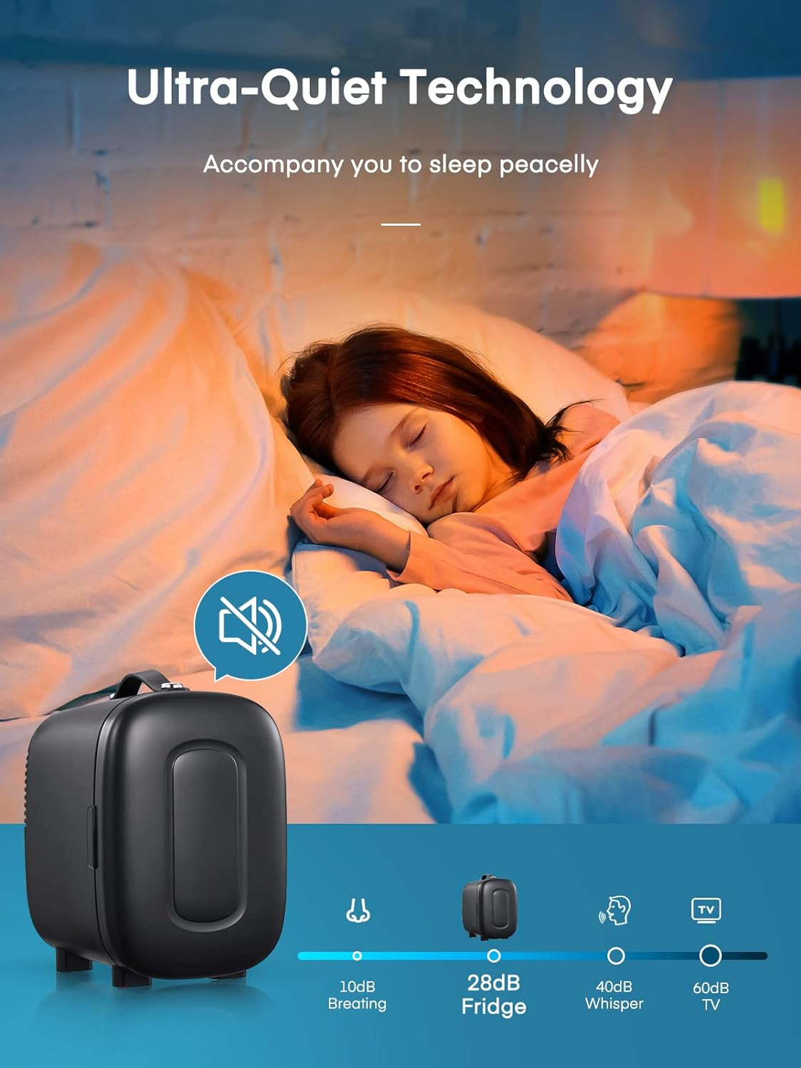 Mini Frigo De Chambre 5L, USB/AC/DC Brancher, Pour Voiture 12V 240V Pour Camping, Petit Skincare Réfrigérateur Comestique Silencieux, Glacière Portable De Beauté, Garder Froid, 6 Canettes, Noir