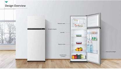 Hisense RT267D4AWF Réfrigérateur - Pose Libre, 206L, LED, 221 Kwh/An2 Portes, Blanc, Classe F