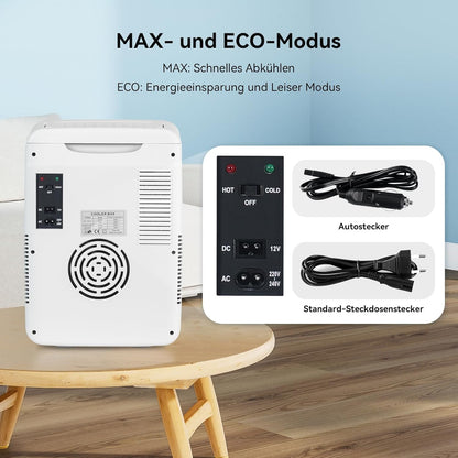 YOURLITE Mini Frigo De Chambre 2 En 1 10 Litres Avec Miroir, Refroidissement Et Chauffage Mini Réfrigérateur Portable AC/DC Convient Pour Conserver Les Aliments, Adapté Pour Chambre À Coucher, Bureau