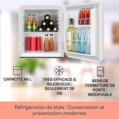 Mini Frigo De Chambre De 48L Pour Snacks Et Boissons, Petit Frigo Top Silencieux, Mini Bar, Petit Réfrigérateur Camping, Mini Frigo Cosmetique, Refrigerateur Avec Étagères Réglables, 0-10°C