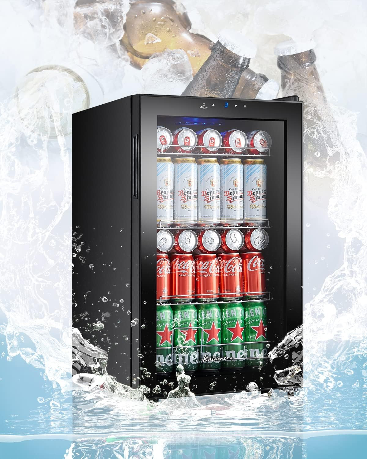 KRC-68GE Réfrigérateur À Boissons, Petit Réfrigérateur À Bouteilles Avec Panneau De Commande Tactile, Zone De Refroidissement 3-18 °C, Réfrigérateur À Bière, 68 Litres, 38 Db, Éclairage