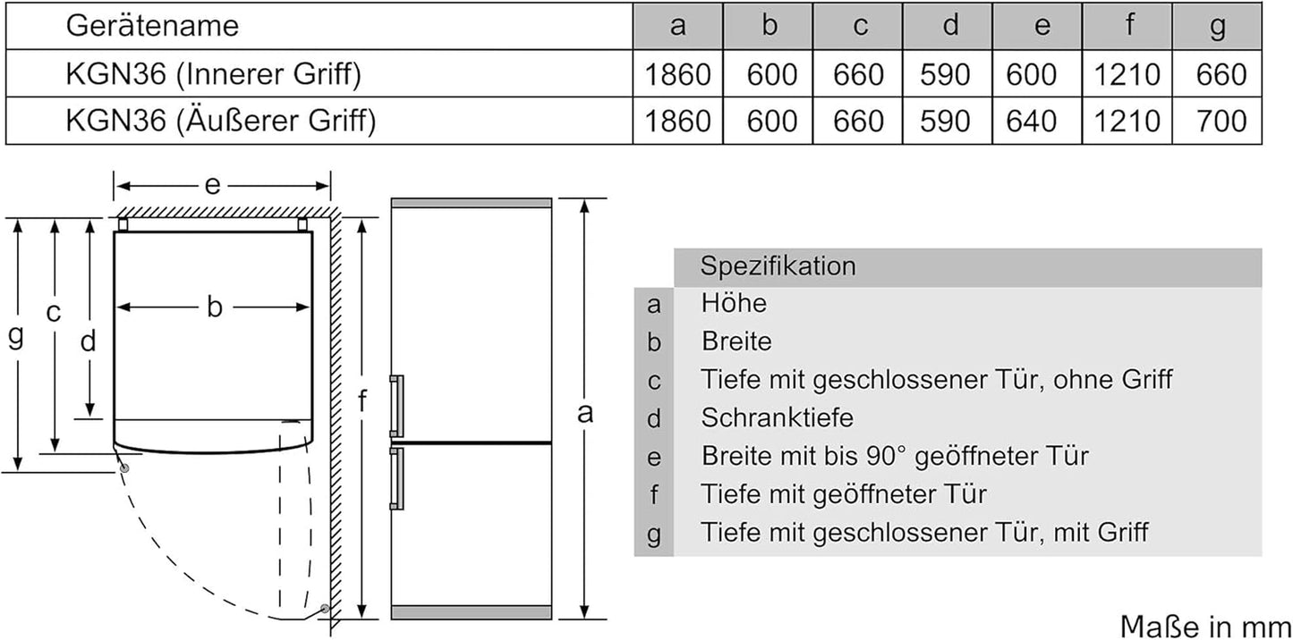 KGN36NLEA Série 2, Réfrigérateur Combiné Pose-Libre - 305L - L 60Cm X H 186Cm - Inox Argent