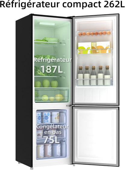 Réfrigérateur Congélateur Bas FBM260L 262L (187+75), Low Frost, Acier Inoxydable, Portes Réversibles, 39 Db, 12 Ans De Garantie Sur Le Compresseur