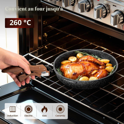 10 PCS Batterie Cuisine Induction Avec Poignée Amovible | Batterie De Cuisine Tout-Feux, Revêtement Antiadhésif En Granit Empilable Convient Aux Camping-Cars Et Au Camping