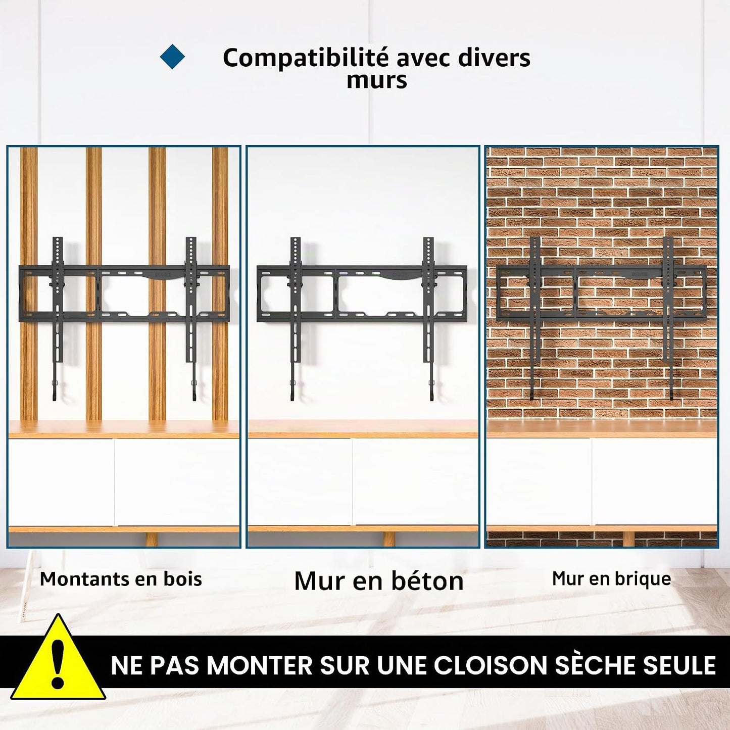 Support Mural TV Inclinable 17-86 Pouces, Charge 75 Kg | VESA 75X75 À 600X400Mm, Niveau À Bulle Et Attaches De Câble Inclus, Compatible Avec Écrans LCD, LED Et Plasma