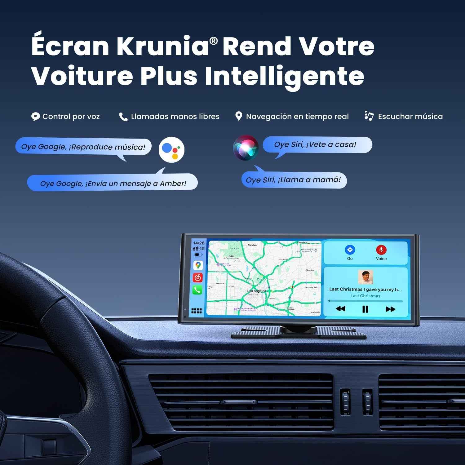 Écran Portable Sans Fil 9,26" Carplay Voiture Pour Apple Car Play & Android Auto, Mises À Jour OTA, Caméra De Recul, Mirror Link, Bluetooth 5.0, Commande Vocale, Navigation GPS, FM