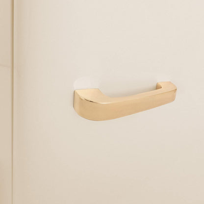/ RETRO FRIDGE 83.5 Gold/Réfrigérateur Blanc Cassé Avec Poignée Or/Pratique Et Fonctionnel, Matériaux Résistants