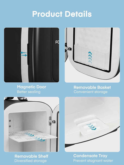 Mini Frigo De Chambre 5 Litres/ 6 Canettes, Petit Frigo Thermoélectrique CA/CC, Cosmetique, Mini Réfrigérateurs Pour Boissons, Nourriture, Beauté, Bureau, Dortoir, Voiture, Noir