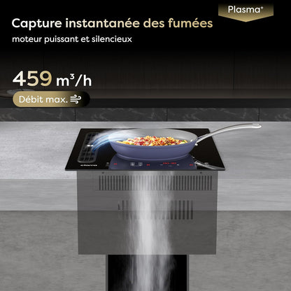 Plaque Induction Avec Hotte Intégrée 2 Feux Flexzone, Plasma Anti-Odeurs