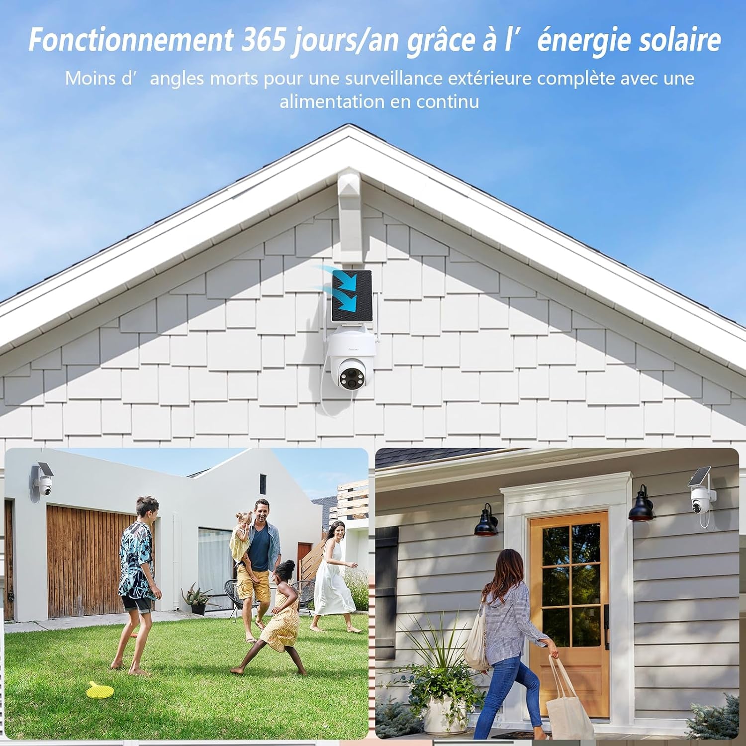 2K 3MP Camera Surveillance Wifi Exterieure Sans Fil 2,4 Ghz, R1-2P | Camera Exterieur Sans Fil Solaire, Alerte Instantanée PIR, Suivi Intelligent, Vision Nocturne, Audio Bidirectionnel, Alexa