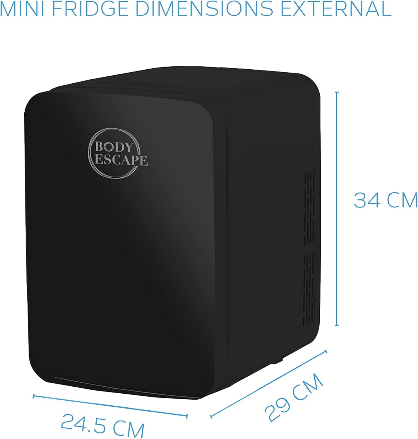 Body Escape Mini Réfrigérateur Pour Soins De La Peau Et Maquillage - Mini Réfrigérateurs Beauté À Porte En Verre - Réfrigérateur Portable, Compact, Et Silencieux Pour Le Maquillage - 10L - Noir