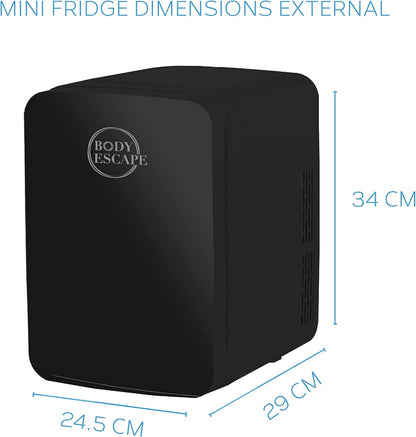 Body Escape Mini Réfrigérateur Pour Soins De La Peau Et Maquillage - Mini Réfrigérateurs Beauté À Porte En Verre - Réfrigérateur Portable, Compact, Et Silencieux Pour Le Maquillage - 10L - Noir