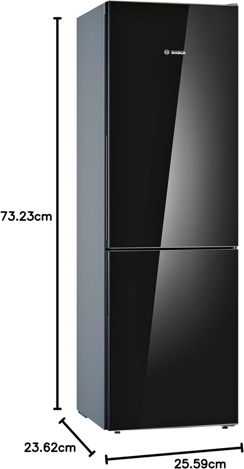 KGV36VBEAS, Série 4, Réfrigérateur Congélateur, Pose Libre, 186 X 60 Cm, 214 L / 94 L, Noir