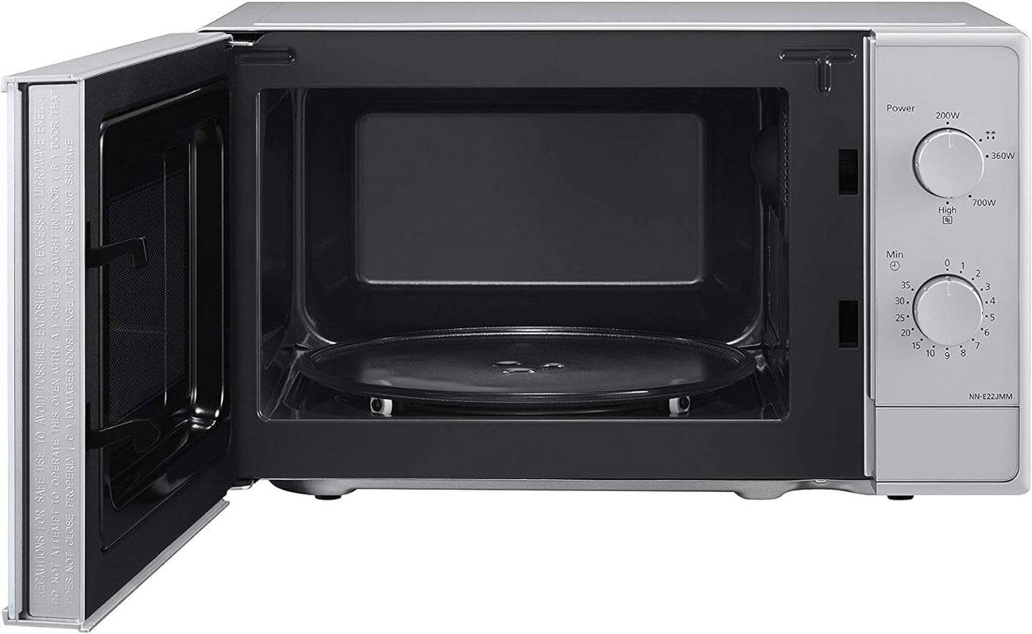 NN-E22JMMEPG | Four Micro-Ondes Solo, 20 L, 5 Niveaux De Puissance : 800W/700W/360W/270W/200W, Plateau Tournant 25,5 Cm, Intérieur Acrylique, Argent – Version FR