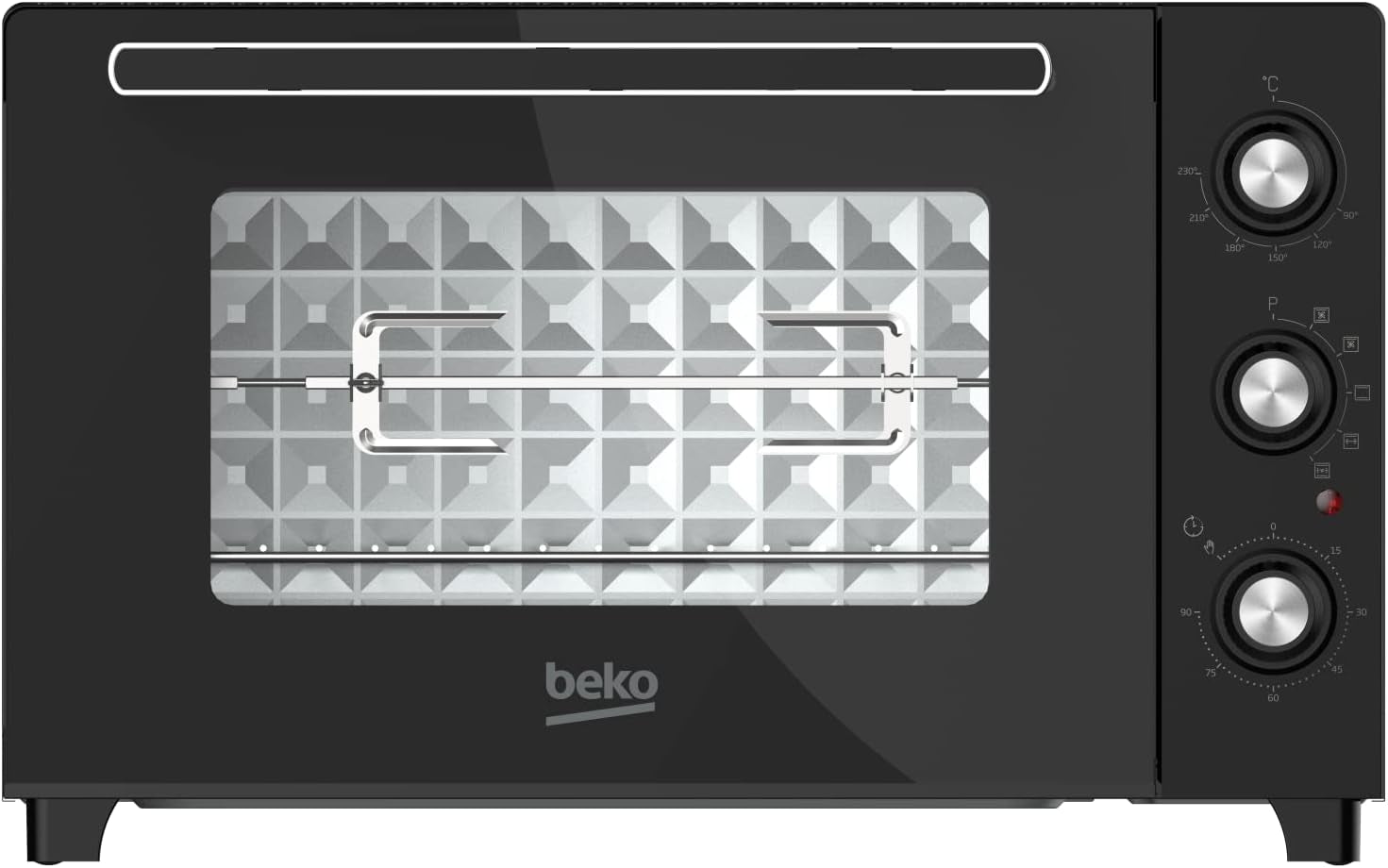 Beko - BMF60B - Four Électrique, Cuisson Ventilée, 60 Litres, 2000 W, 5 Fonctions, Minuterie 120 Min, Température Jusqu'À 230° - Noir, 62 X 38,5 X 52H Cm