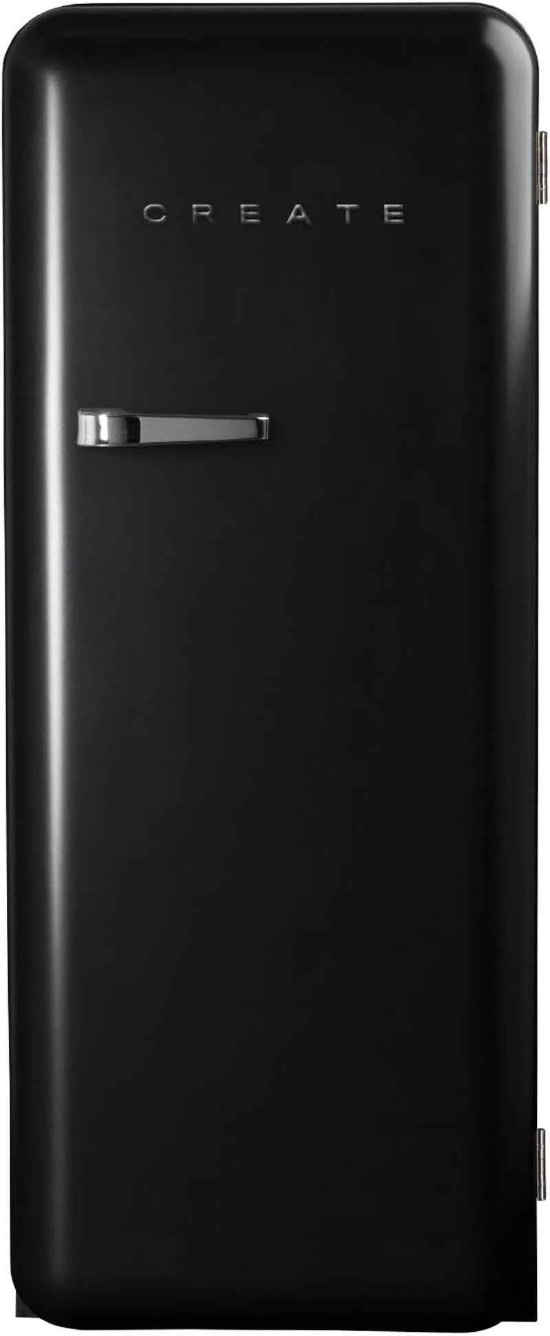 / RETRO FRIDGE 150 Silver/Réfrigérateur Noir Avec Poignée Argent Et Congélateur 281L / 102W, Faible Consommation, 150 Cm, 3 Étagères, Régulateur De Température, 60X60X150 Cm