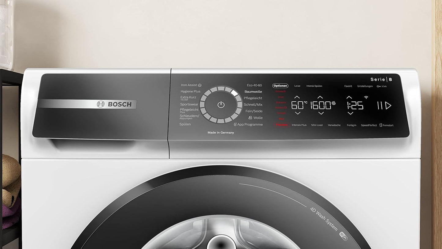 WGB256040 Machine À Laver Série 8, Chargement Frontal, Capacité De 10 Kg, 1600 Tr/Min, Home Connect, Iron Assist, Mini Load, Active Water Plus, Blanc, 60 Cm