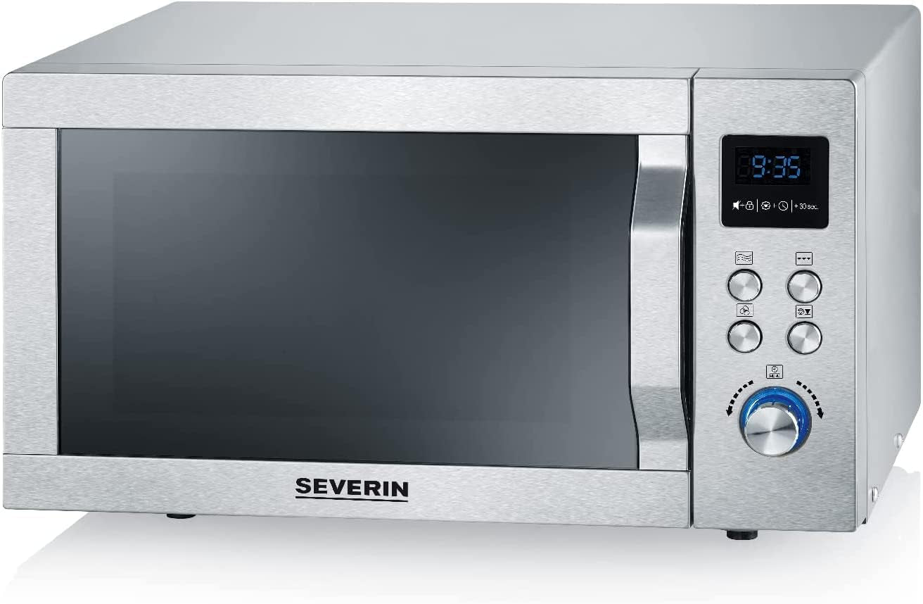 Four À Micro-Ondes 25 L, 1 950 W, Four Micro-Onde Avec Fonction Gril Et Chaleur Tournante Brassée, Micro-Onde Avec 10 Niveaux De Puissance, Plateau À Pizza Amovible (? 28 Cm), Inox,Mw 7774