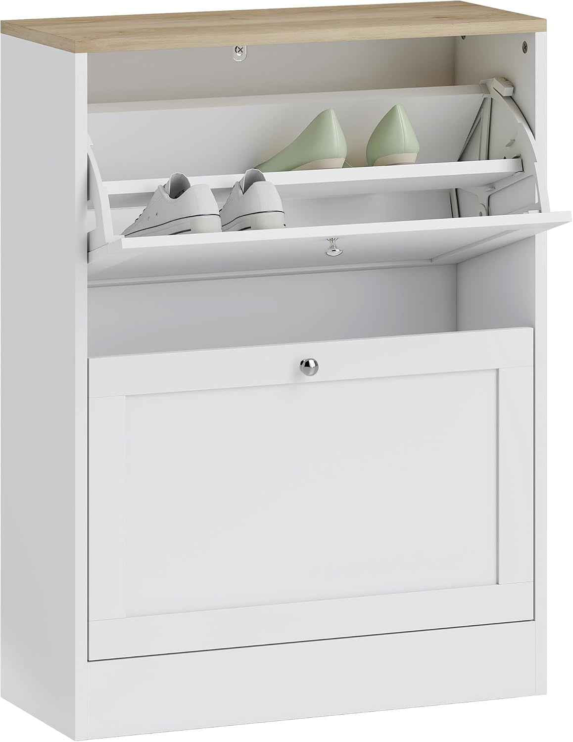 Meuble À Chaussures 2 Tiroirs 12 Paires 60 X 23,5 X 80 Cm Blanc | Armoire À Chaussures Étroite, Moderne, Étagères Réglables, Pour Couloir Et Entrée