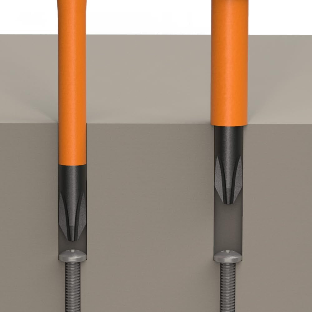 32288 Tournevis Isolé 8 En 1 Avec Lames Interchangeables, 3 Phillips, 3 Fentes Et 2 Pointes Carrées, Noir/Orange