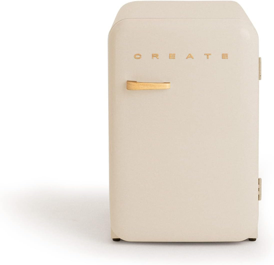 / RETRO FRIDGE 83.5 Wood/Réfrigérateur Blanc Cassé Avec Poignée Bois/Pratique Et Fonctionnel, Matériaux Résistants
