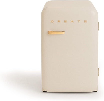 / RETRO FRIDGE 83.5 Wood/Réfrigérateur Blanc Cassé Avec Poignée Bois/Pratique Et Fonctionnel, Matériaux Résistants