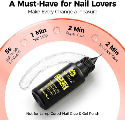Dissolvant Pour Colle À Ongles Pour Faux Ongles, 20 Ml Dissolvant Pour Colle À Ongles En Gel Sans Acétone Pour Faux Ongles, Produit De Manucure DIY