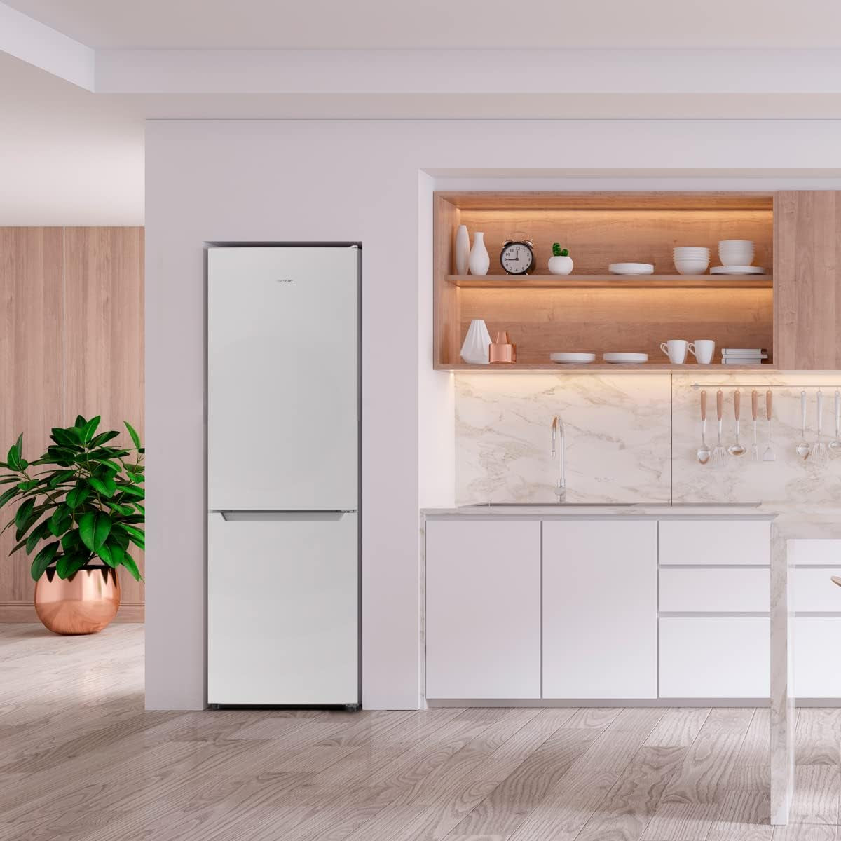Frigorífico Combi 2 Puertas Bolero Coolmarket Combi 250 White D. 250 L, Altura 180 Cm Y 55 Cm De Ancho, Bajo Consumo, Sistema Multi Air Flow, Total No Frost Y 2 Cajones