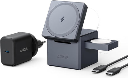 Cube De Charge 3 En 1 Avec Chargeur Magsafe | Puissance Maximale Sans Fil 15W, Compatible Avec Les Séries Iphone 17 16 15 14, Apple Watch Série 1-7/Se, Et Airpods Pro