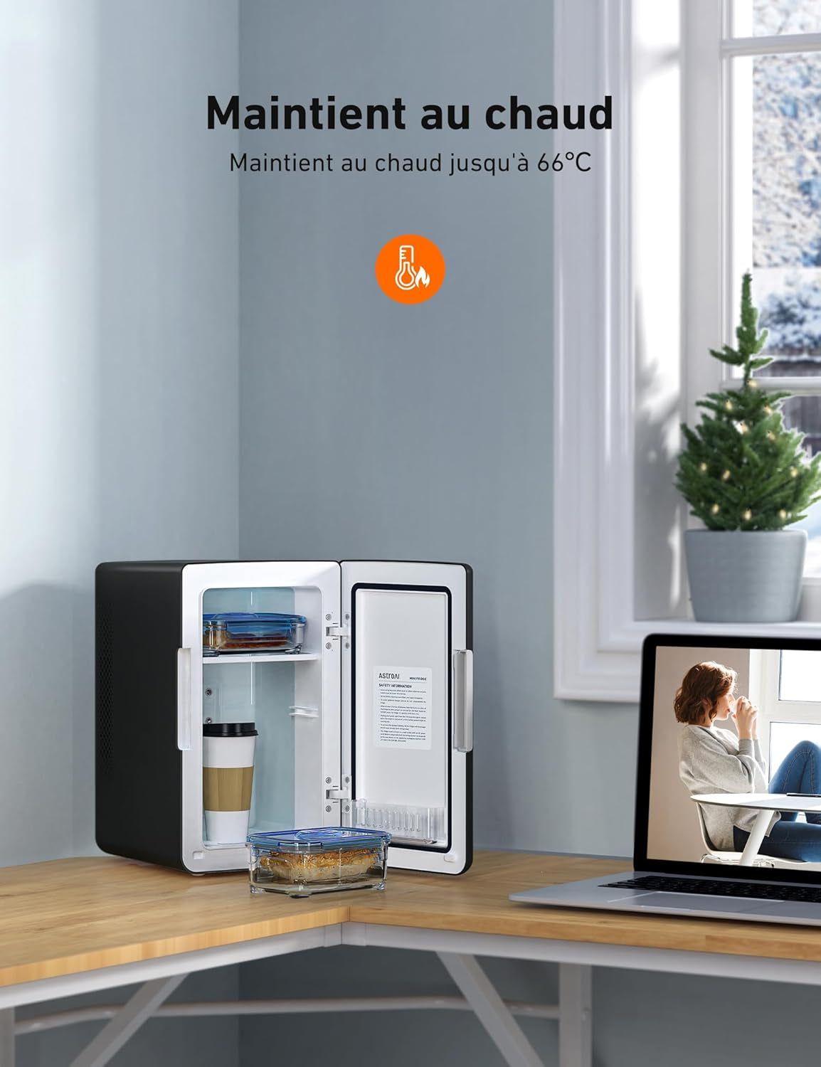 Mini Frigo De Chambre 2.0 6L, Mini Frigo 8 Canettes 330Ml, Mini Réfrigérateur Voiture Portable 12V/220V, Petit Frigo Cosmetique, Skincare, Fonction Chaud/Froid, Cadeau Femme Homme (Noir)